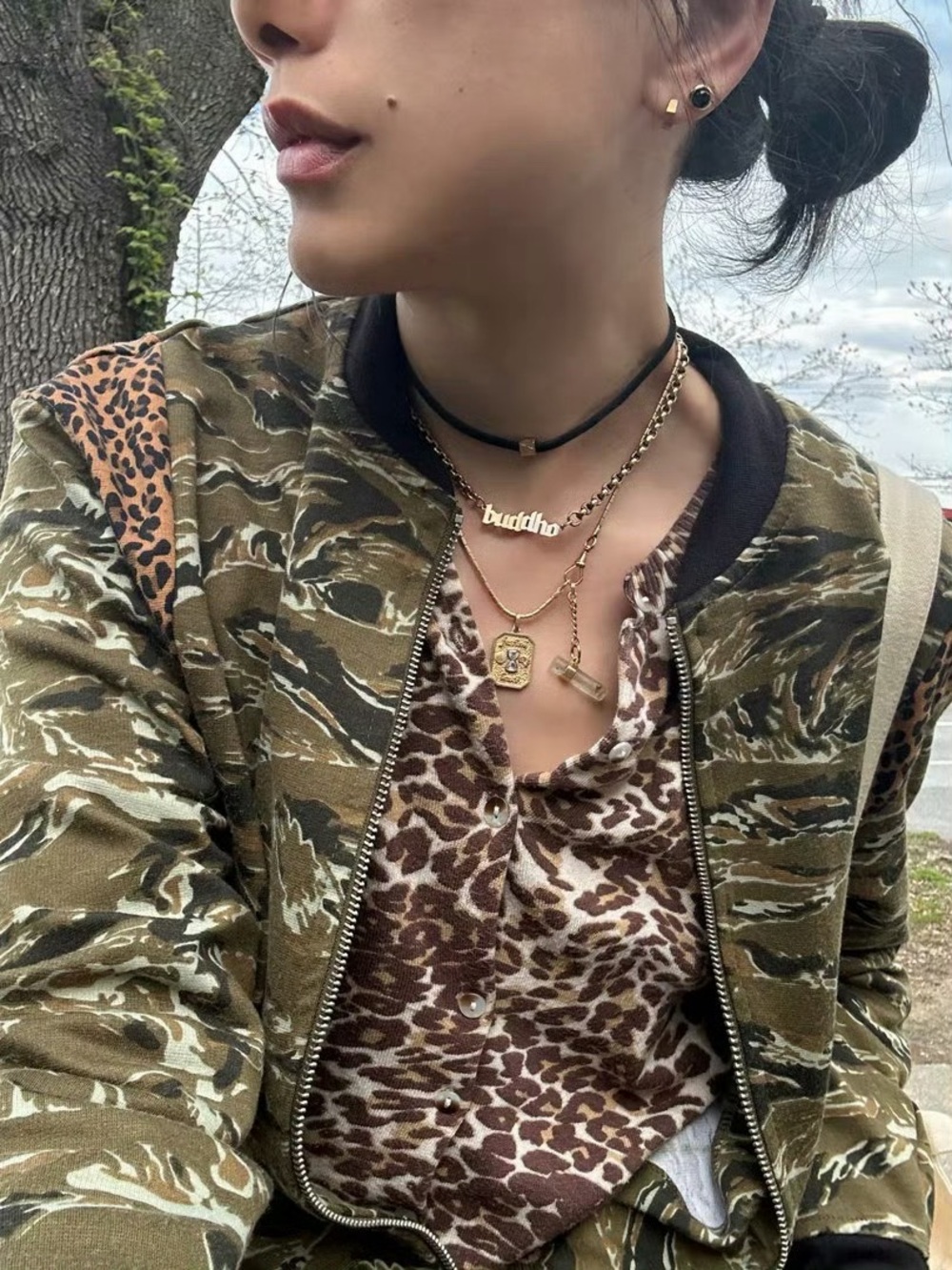 INC Camo & Leopard Print Bomber Jacket International Concepts M Small W Large